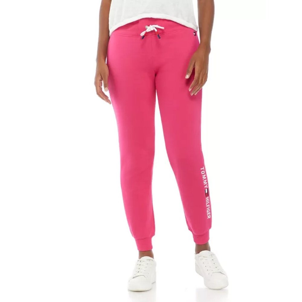 MAGENTA PINK Tommy Hilfiger Embroidered Logo Jogger Pants in Women's Size MEDIUM